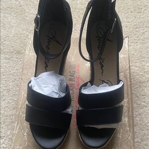 American Rag Black Ankle-Strap Platform Heels